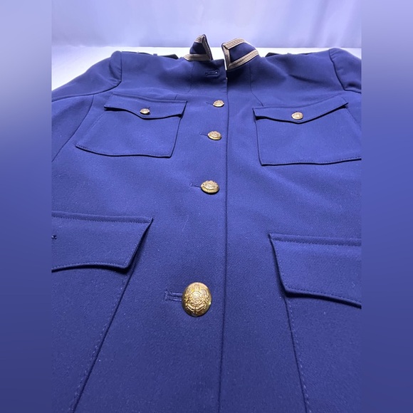 NWT Lauren Ralph Lauren Metallic Trim Twill Military Jacket ⚓️ Nautical Navy 16 - Picture 15 of 16